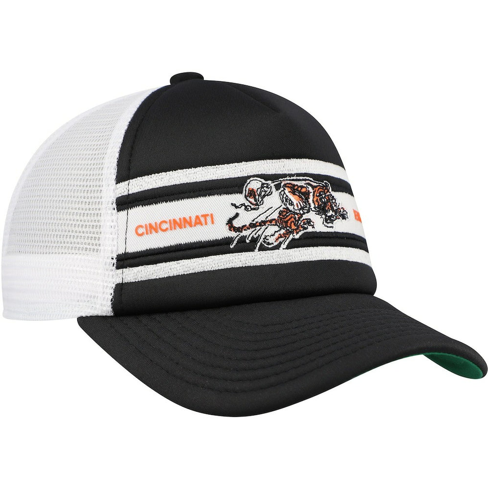 Cincinnati Bengals Youth Stripe Trucker Adjustable Hat - Black - Mitchell & Ness