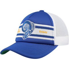Los Angeles Rams Youth Stripe Trucker Adjustable Hat - Royal - Mitchell & Ness