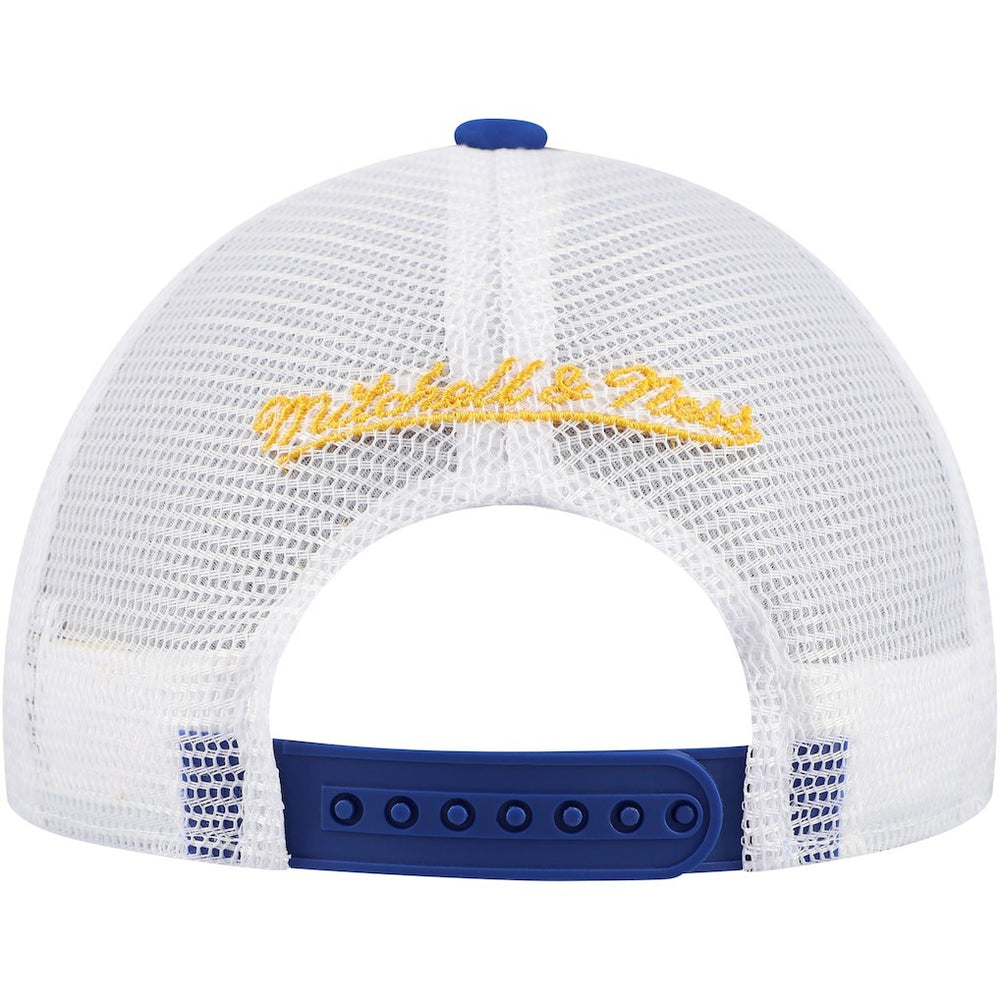 Los Angeles Rams Youth Stripe Trucker Adjustable Hat - Royal - Mitchell & Ness