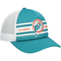 Miami Dolphins Youth Stripe Trucker Adjustable Hat - Aqua - Mitchell & Ness