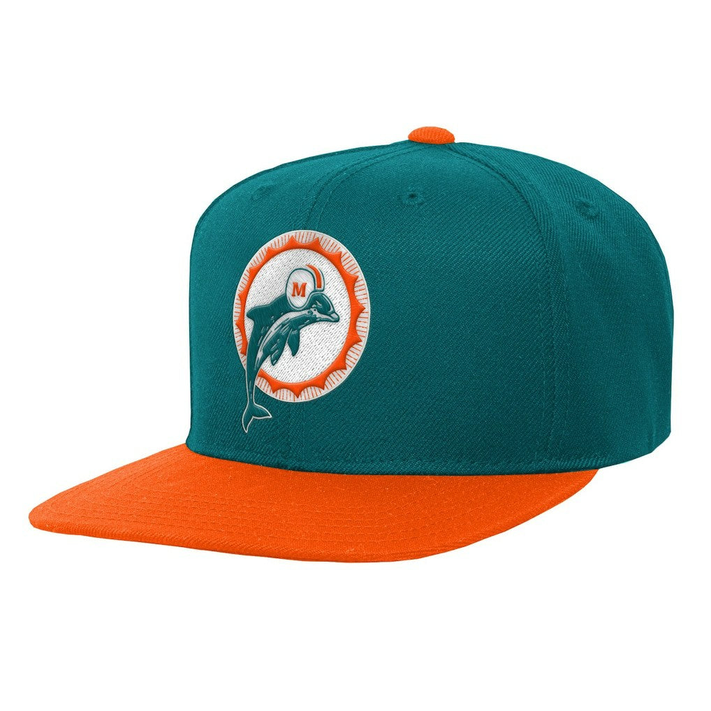 Miami Dolphins Youth Team Two-Tone Snapback Hat - Aqua - Mitchell & Ness