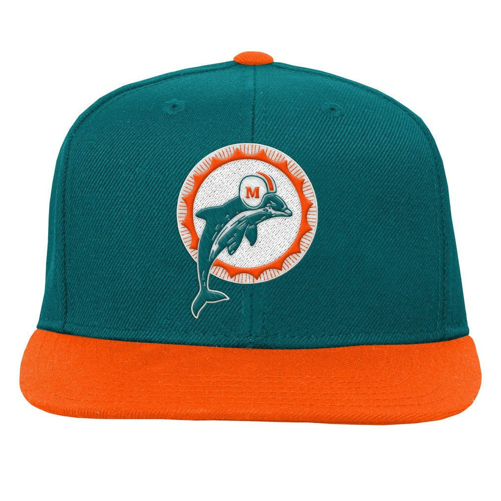 Miami Dolphins Youth Team Two-Tone Snapback Hat - Aqua - Mitchell & Ness