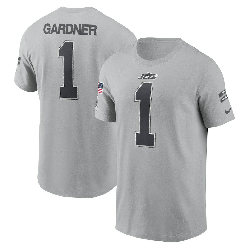 Ahmad Sauce Gardner New York Jets 2024 Salute To Service Name & Number T-Shirt - Gray - Nike