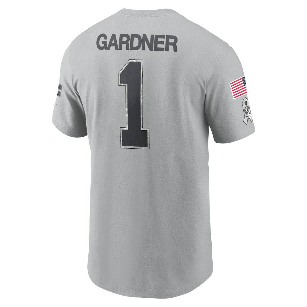Ahmad Sauce Gardner New York Jets 2024 Salute To Service Name & Number T-Shirt - Gray - Nike