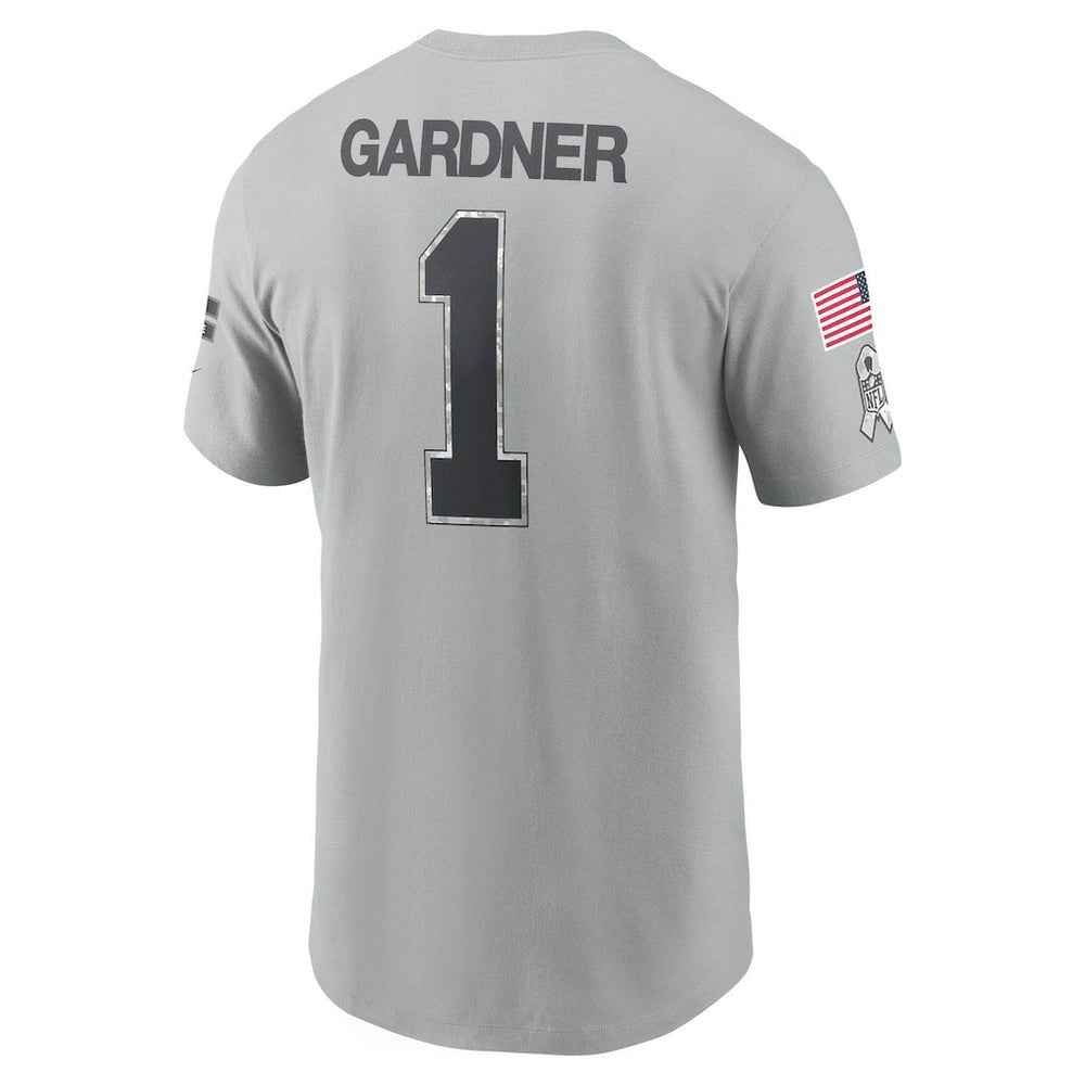 Ahmad Sauce Gardner New York Jets 2024 Salute To Service Name & Number T-Shirt - Gray - Nike