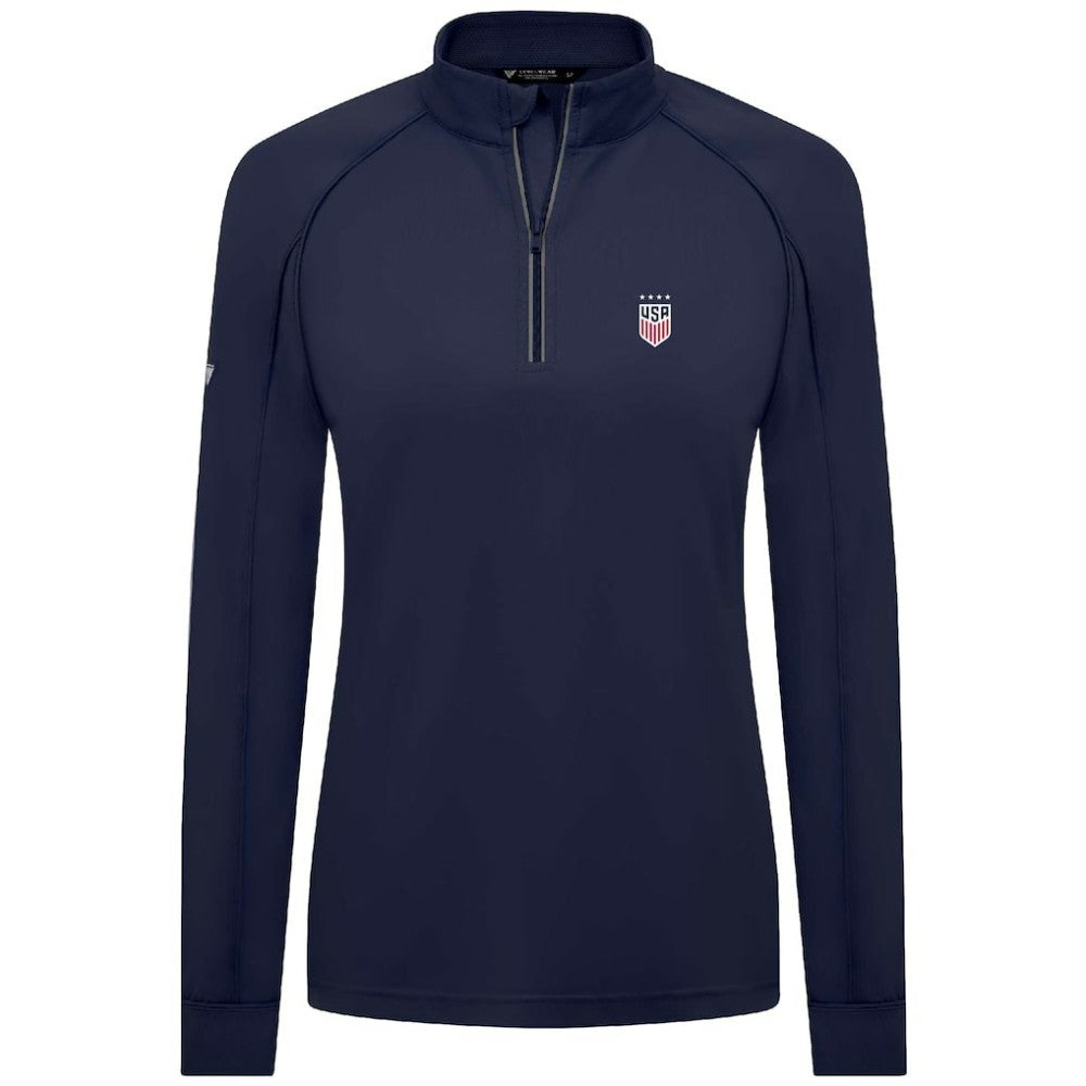 USWNT Levelwear Women's Kinetic Insignia Quarter-Zip Pullover Navy