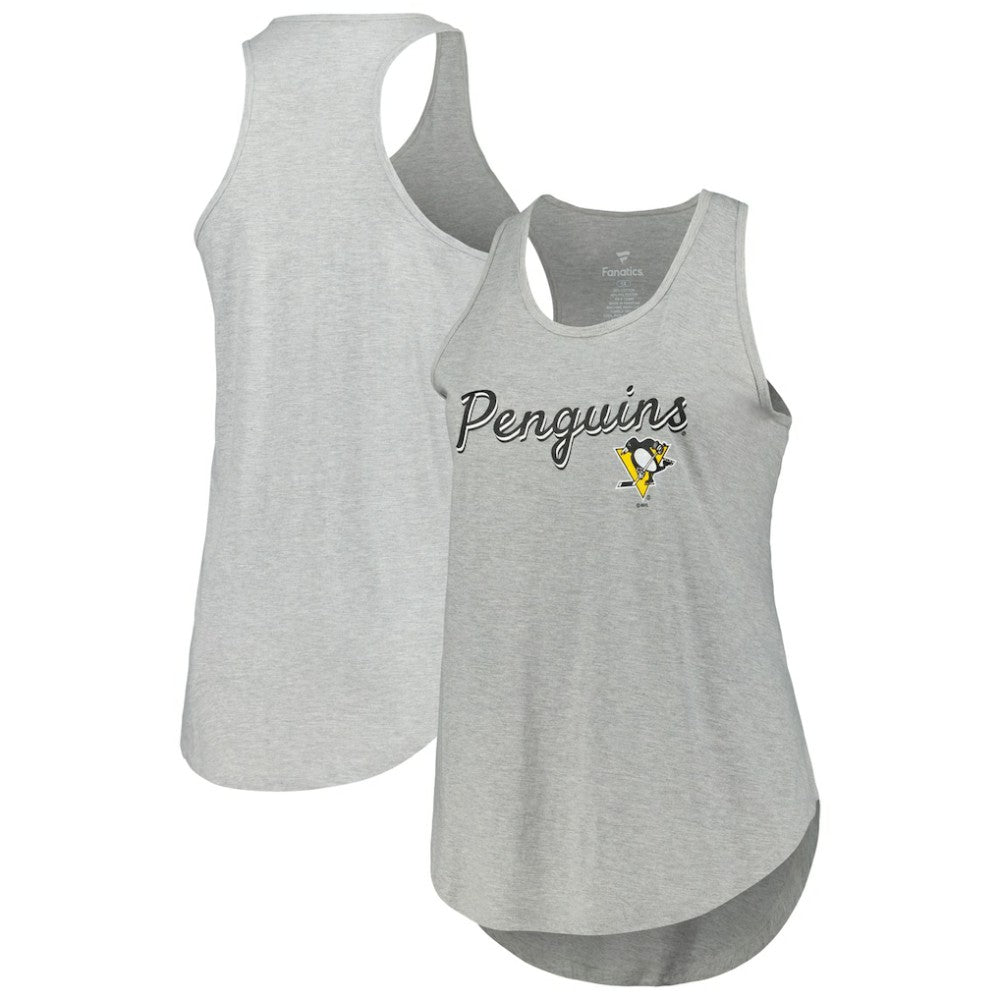 Pittsburgh Penguins Fanatics Women's Plus Size Racerback Tank Top - Heather Gray | Fanatics discount