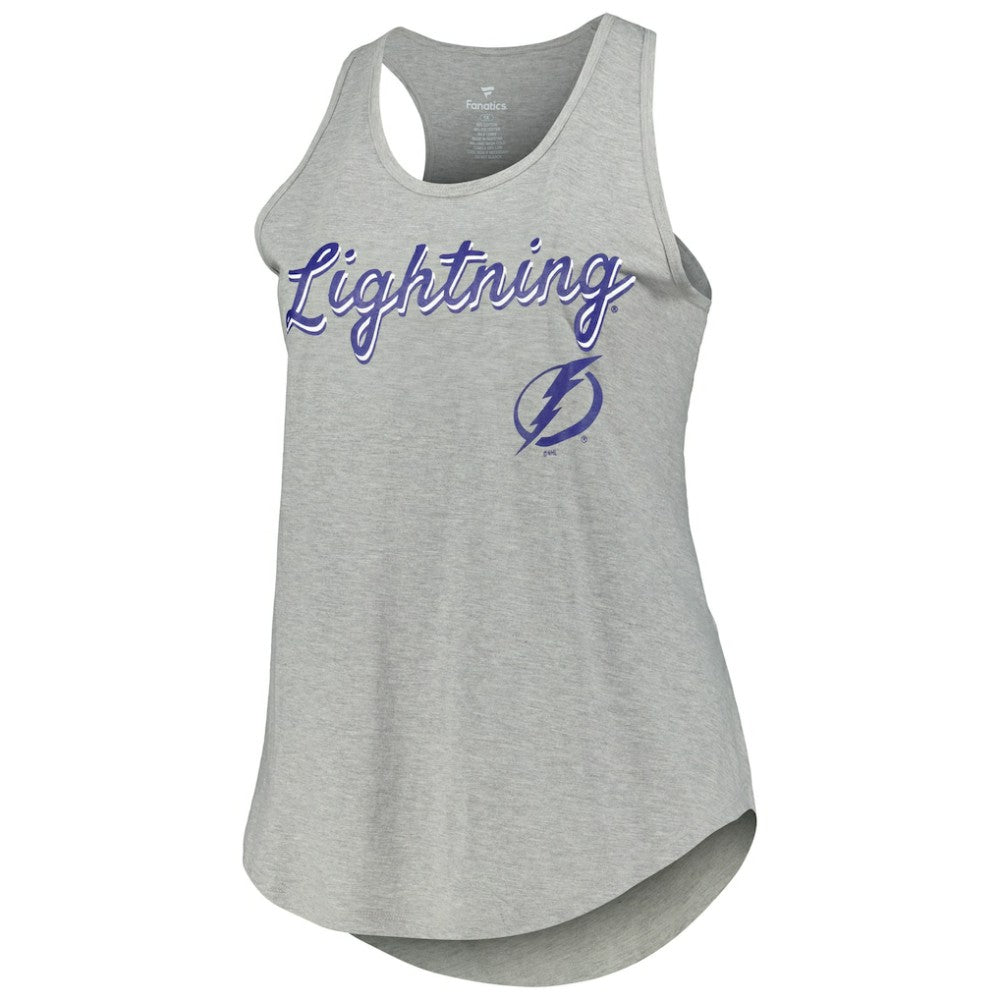Tampa Bay Lightning Fanatics Women's Plus Size Racerback Tank Top - Heather Gray | Fanatics Lifestyle