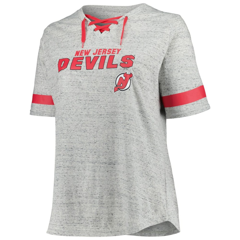 New Jersey Devils Fanatics Women's Plus Size Lace-Up T-Shirt - Heather Gray | Fanatics discount