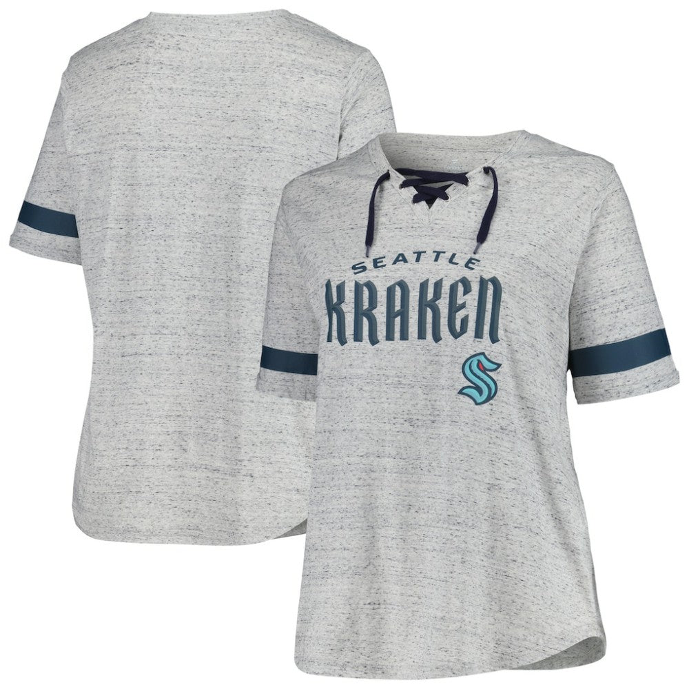 Seattle Kraken Fanatics Women's Plus Size Lace-Up T-Shirt - Heather Gray | Fanatics near me