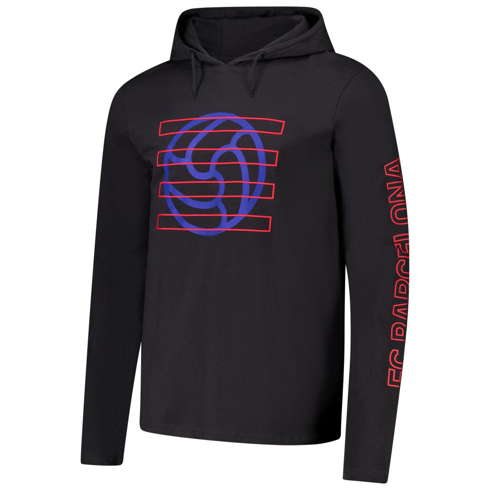 Barcelona Wordmark Long Sleeve Hoodie T-ShirtCharcoal