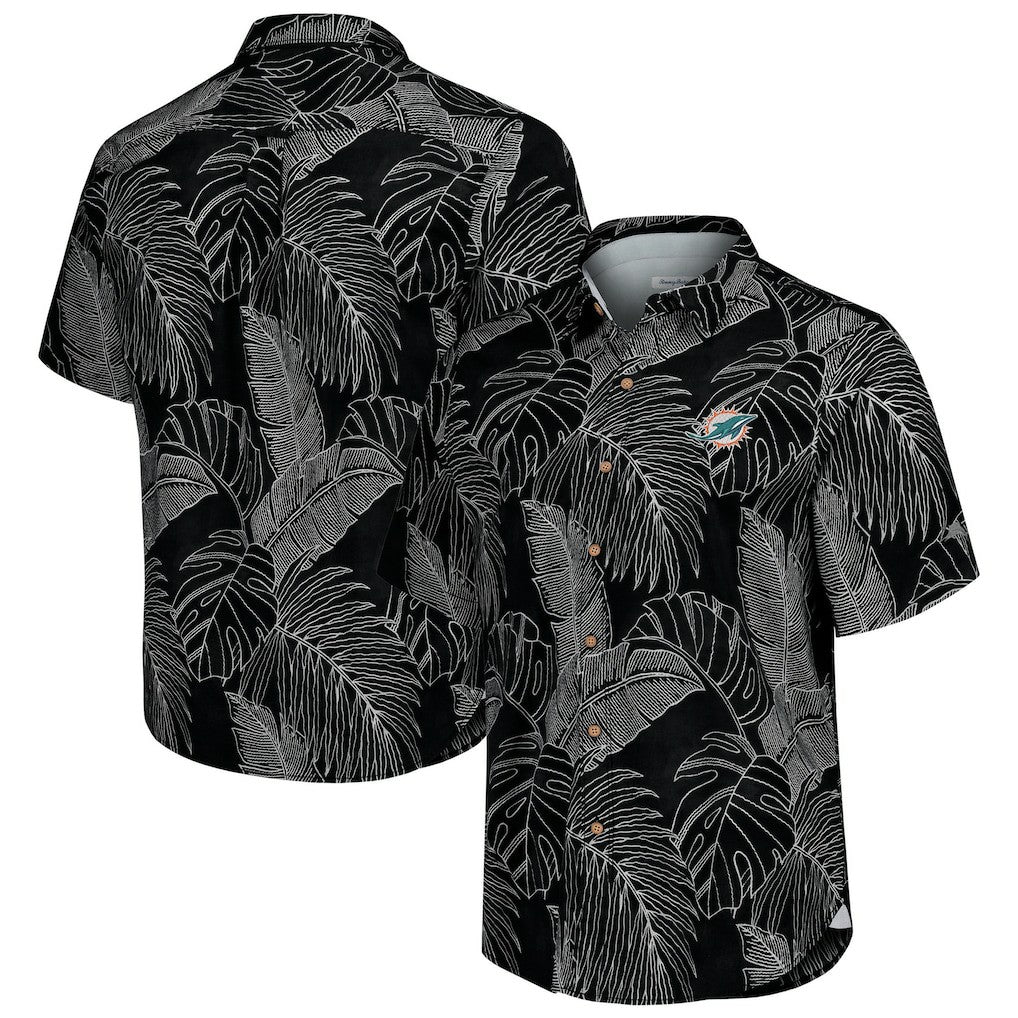 Miami Dolphins Sport Vine Line Button-Down Shirt - Black - Tommy Bahama