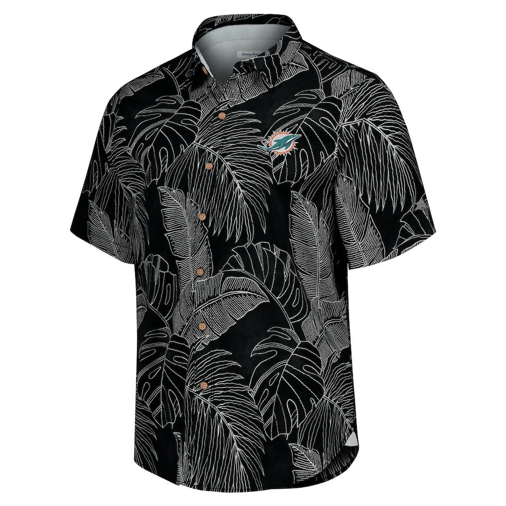 Miami Dolphins Sport Vine Line Button-Down Shirt - Black - Tommy Bahama