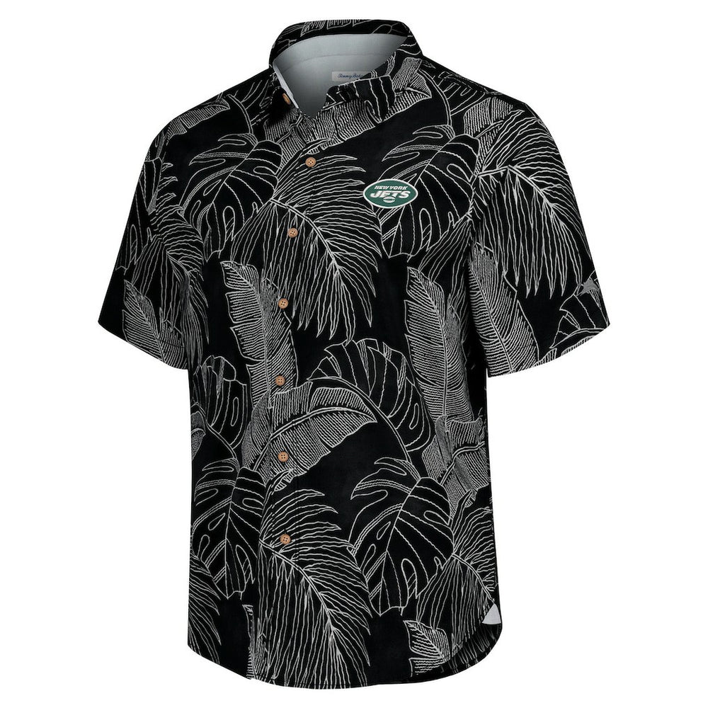 New York Jets Sport Vine Line Button-Down Shirt - Black - Tommy Bahama
