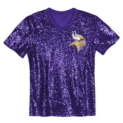 Justin Jefferson Minnesota Vikings Girls Youth Sequin V-Neck Fashion Jersey - Purple - NFL