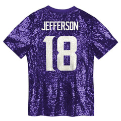 Justin Jefferson Minnesota Vikings Girls Youth Sequin V-Neck Fashion Jersey - Purple - NFL