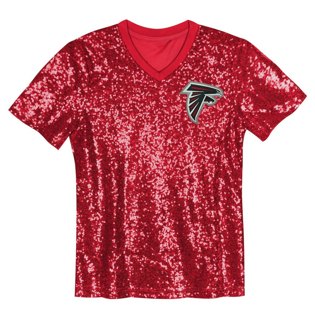 Bijan Robinson Atlanta Falcons Girls Youth Sequin V-Neck Fashion Jersey - Red - NFL