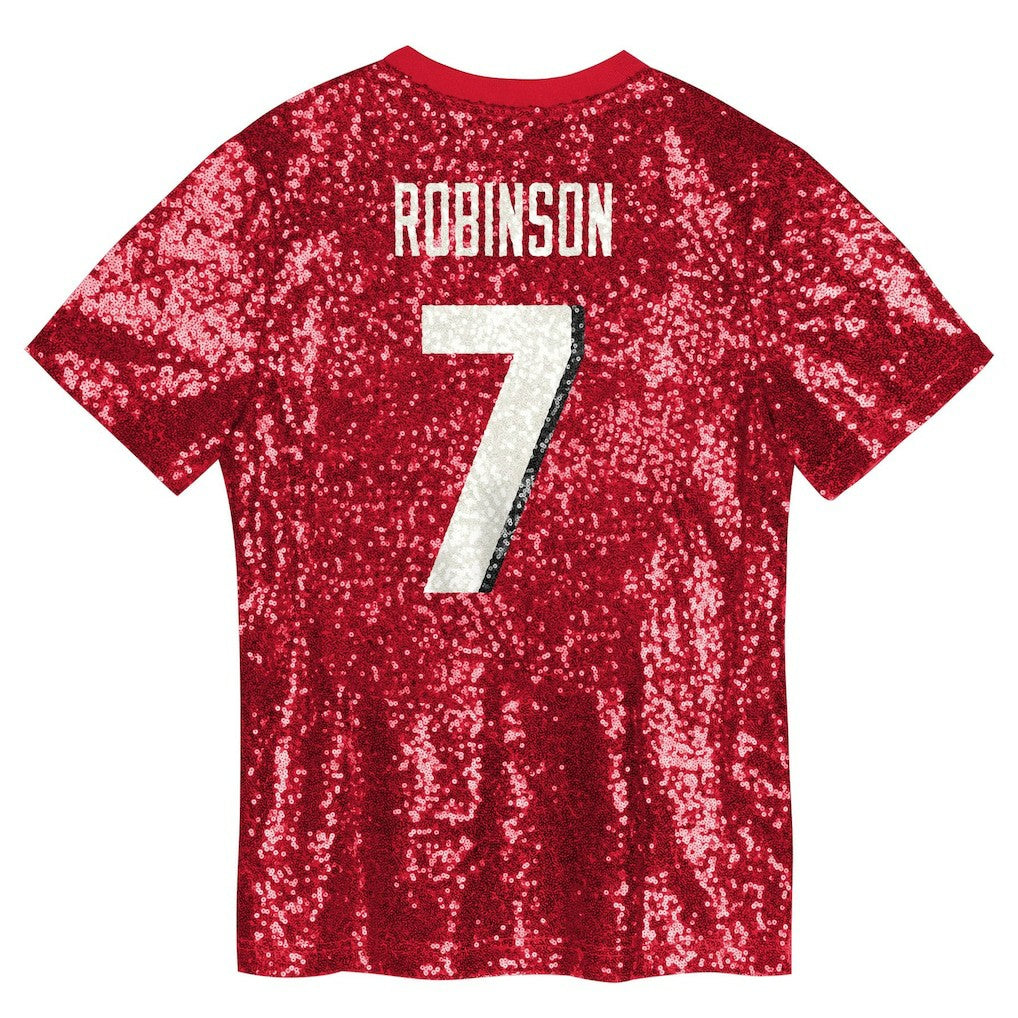 Bijan Robinson Atlanta Falcons Girls Youth Sequin V-Neck Fashion Jersey - Red - NFL