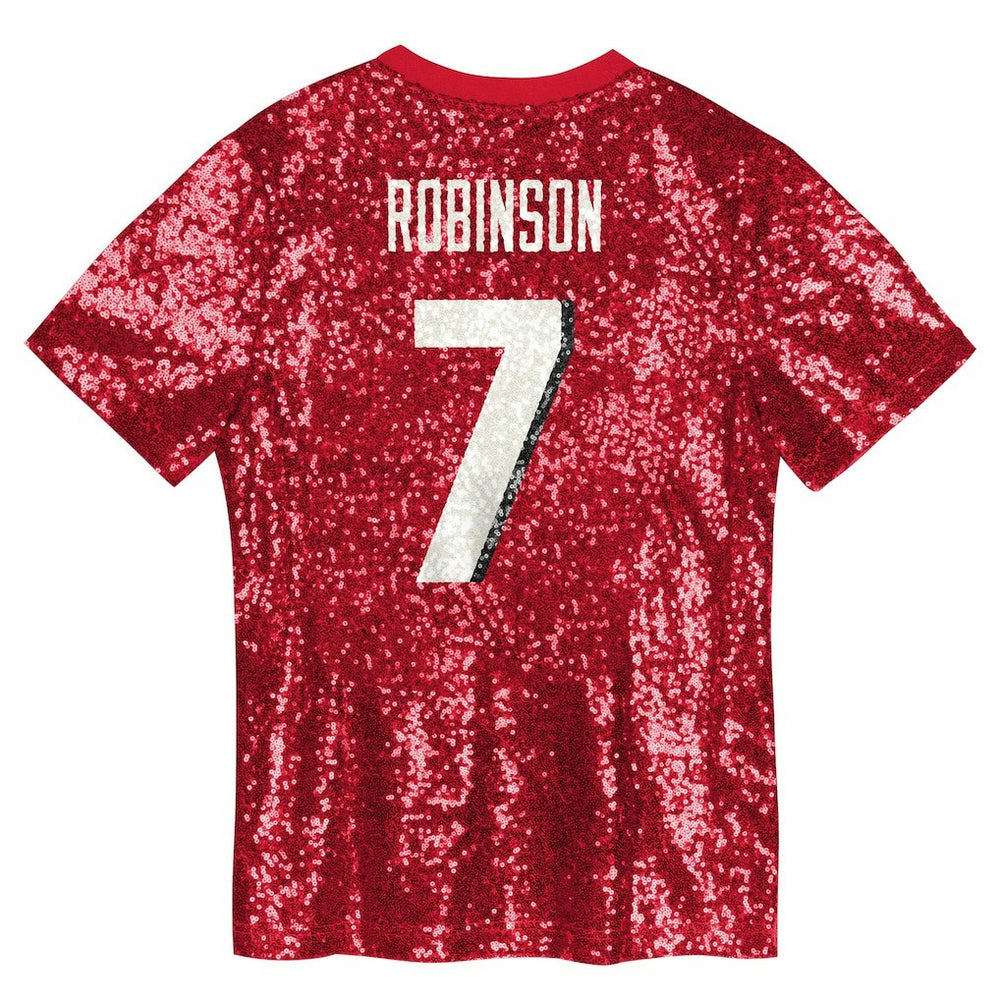 Bijan Robinson Atlanta Falcons Girls Youth Sequin V-Neck Fashion Jersey - Red - NFL