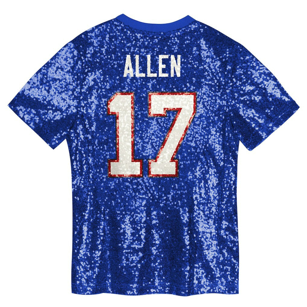 Josh Allen Buffalo Bills Girls Youth Sequin V-Neck Fashion Jersey - Royal - NFL
