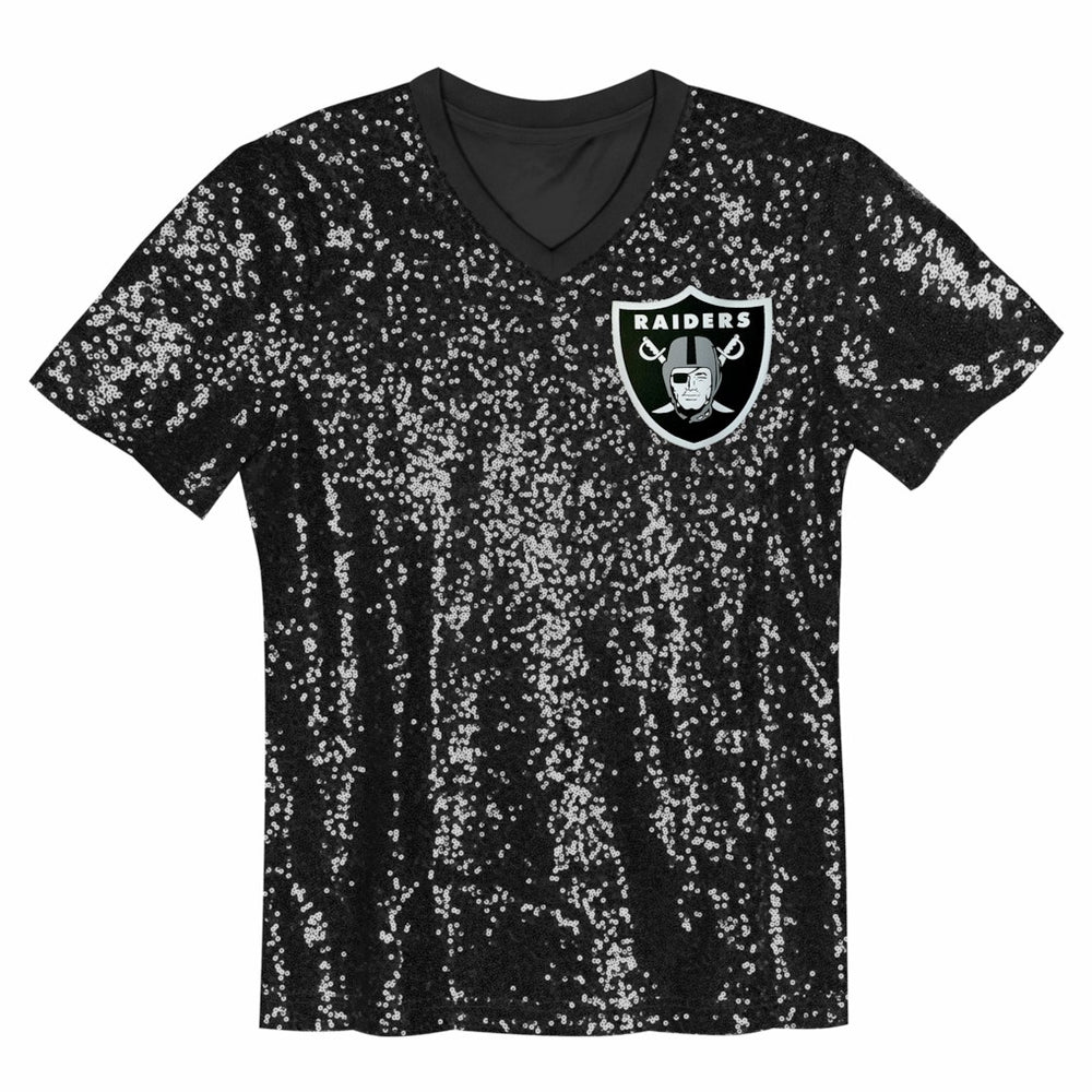 Maxx Crosby Las Vegas Raiders Girls Youth Sequin V-Neck Fashion Jersey - Black - NFL