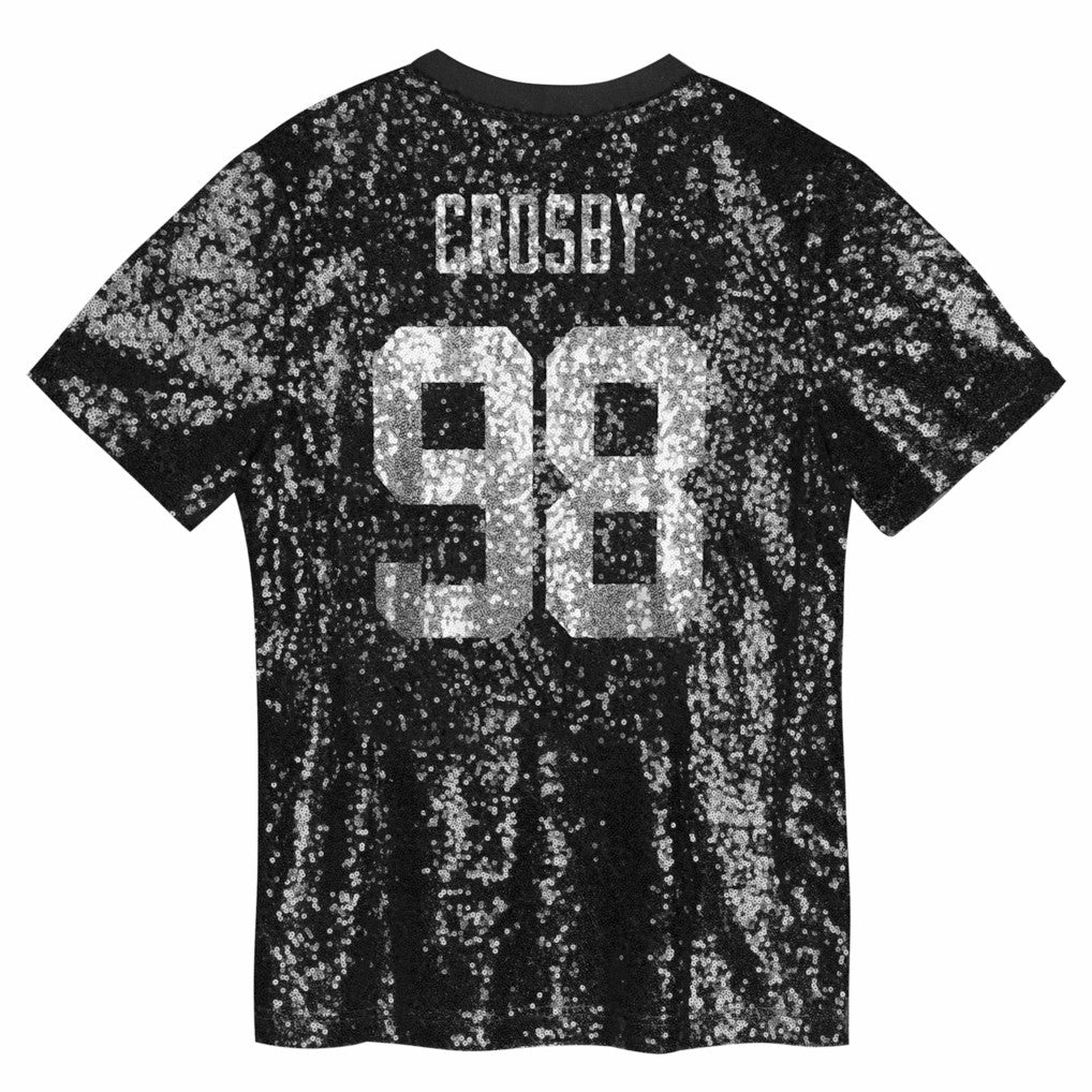 Maxx Crosby Las Vegas Raiders Girls Youth Sequin V-Neck Fashion Jersey - Black - NFL