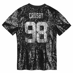 Maxx Crosby Las Vegas Raiders Girls Youth Sequin V-Neck Fashion Jersey - Black - NFL