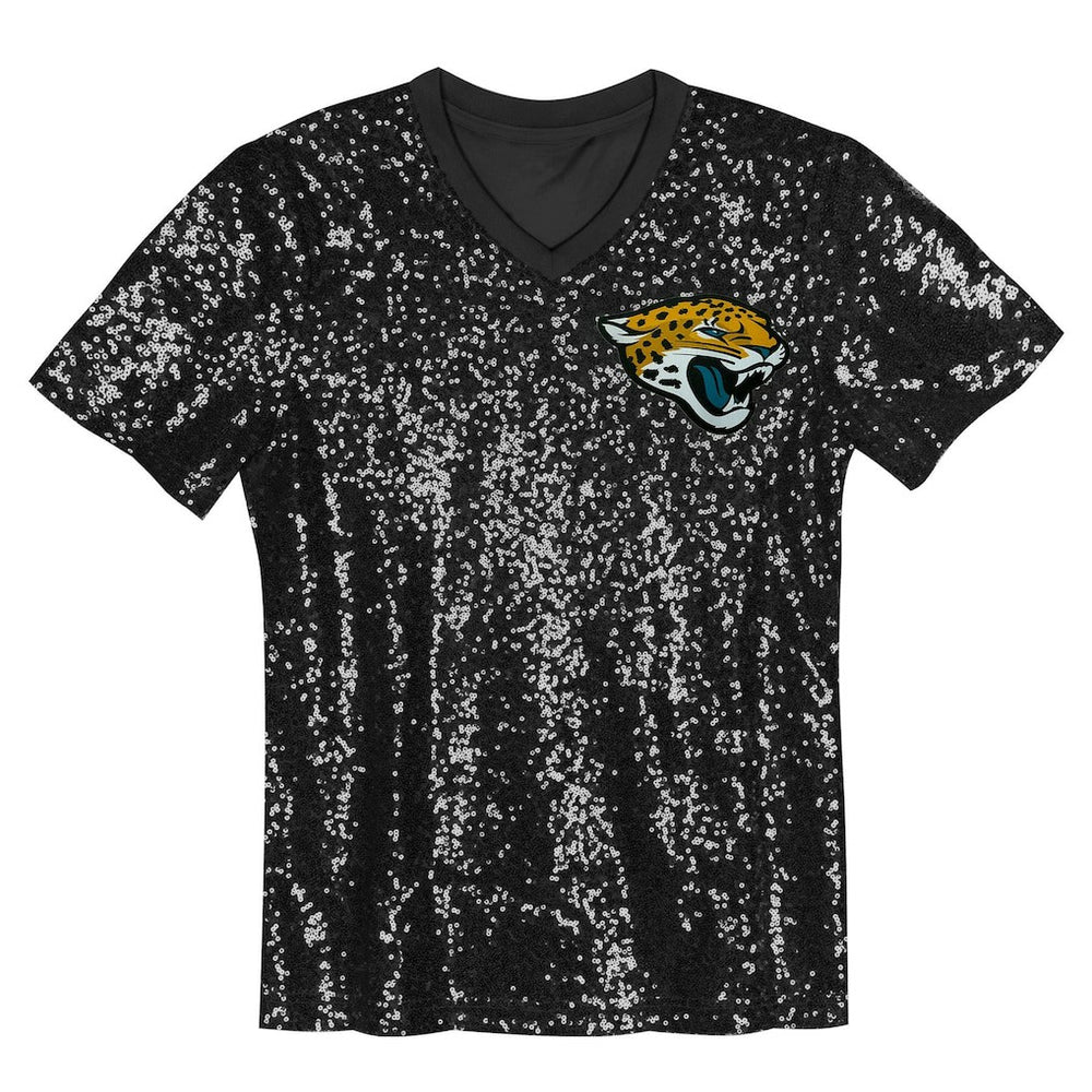 Trevor Lawrence Jacksonville Jaguars Girls Youth Sequin V-Neck Fashion Jersey - Black - NFL