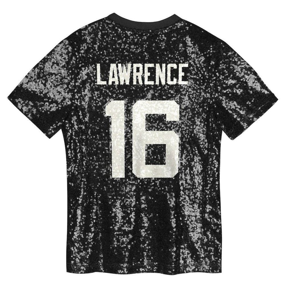 Trevor Lawrence Jacksonville Jaguars Girls Youth Sequin V-Neck Fashion Jersey - Black - NFL