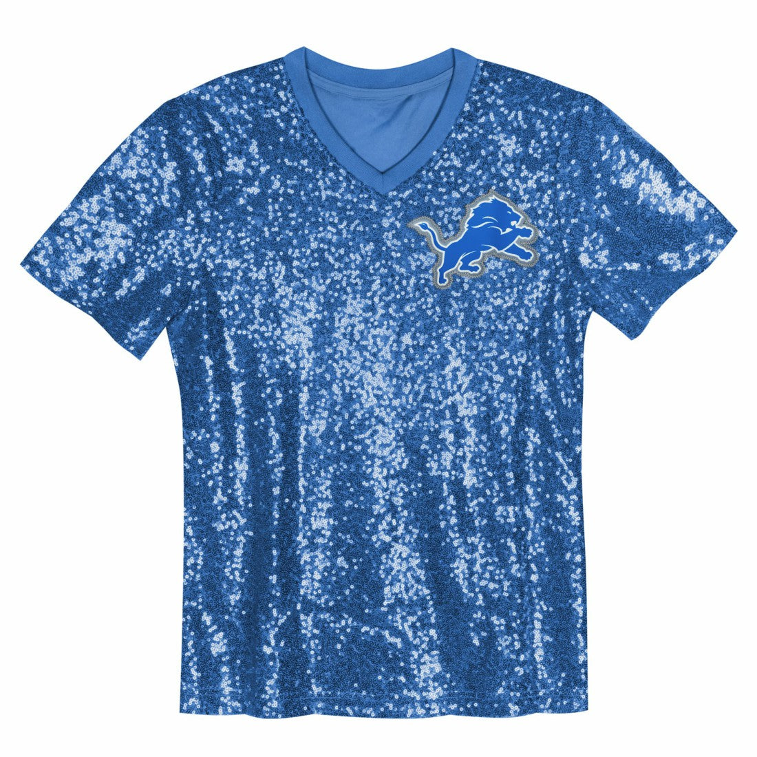 Aidan Hutchinson Detroit Lions Girls Youth Sequin V-Neck Fashion Jersey - Blue - NFL