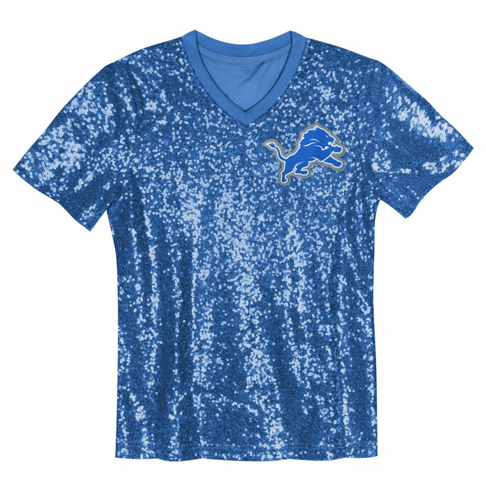 Aidan Hutchinson Detroit Lions Girls Youth Sequin V-Neck Fashion Jersey - Blue - NFL