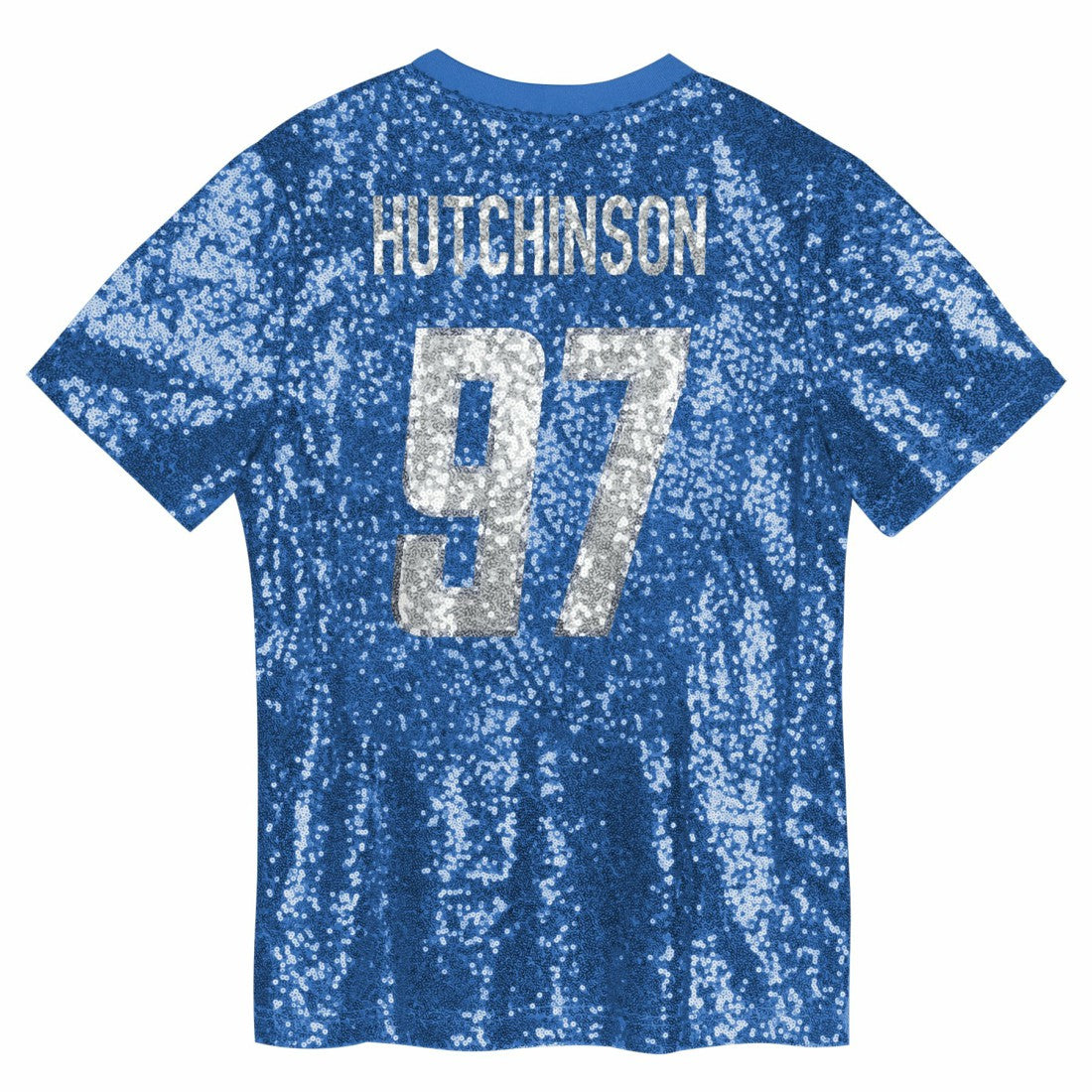 Aidan Hutchinson Detroit Lions Girls Youth Sequin V-Neck Fashion Jersey - Blue - NFL