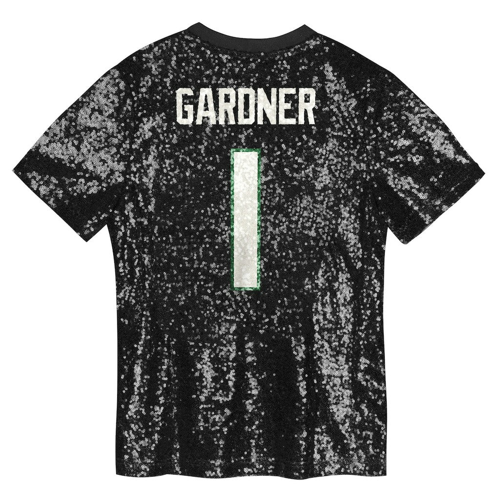 Sauce Gardner New York Jets Girls Youth Sequin V-Neck Fashion Jersey - Black - NFL