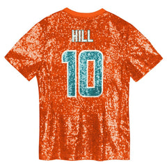 Tyreek Hill Miami Dolphins Girls Youth Sequin V-Neck Fashion Jersey - Orange - NFL