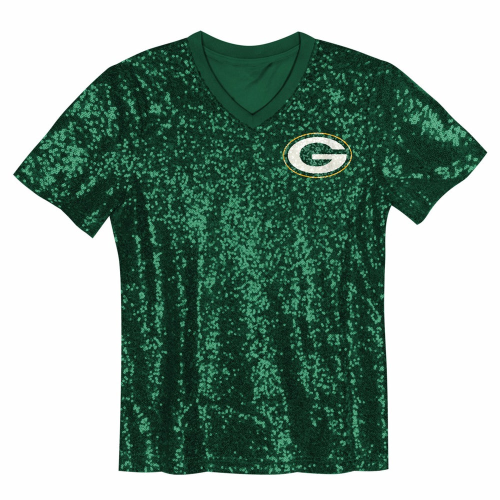 Jordan Love Green Bay Packers Girls Youth Sequin V-Neck Fashion Jersey - Green - NFL