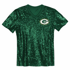 Jordan Love Green Bay Packers Girls Youth Sequin V-Neck Fashion Jersey - Green - NFL