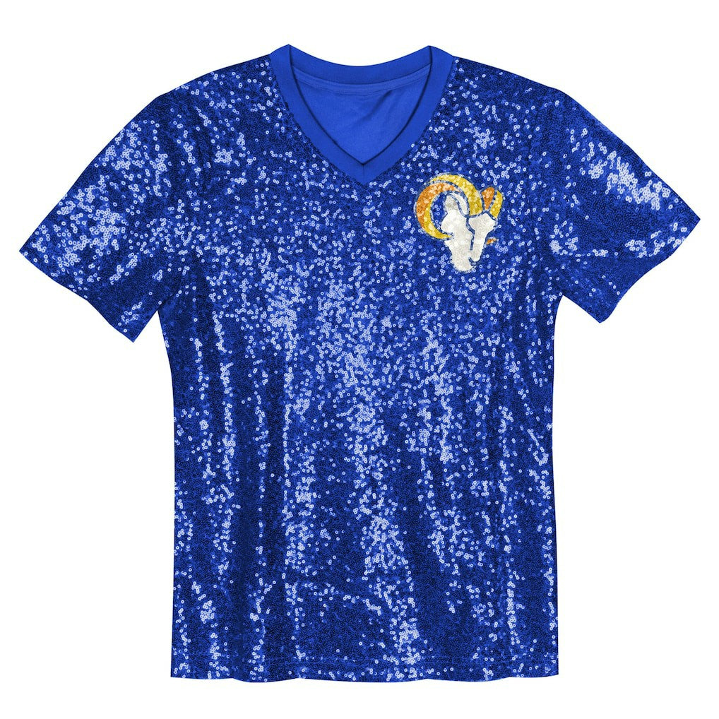 Puka Nacua Los Angeles Rams Girls Youth Sequin V-Neck Fashion Jersey - Royal - NFL