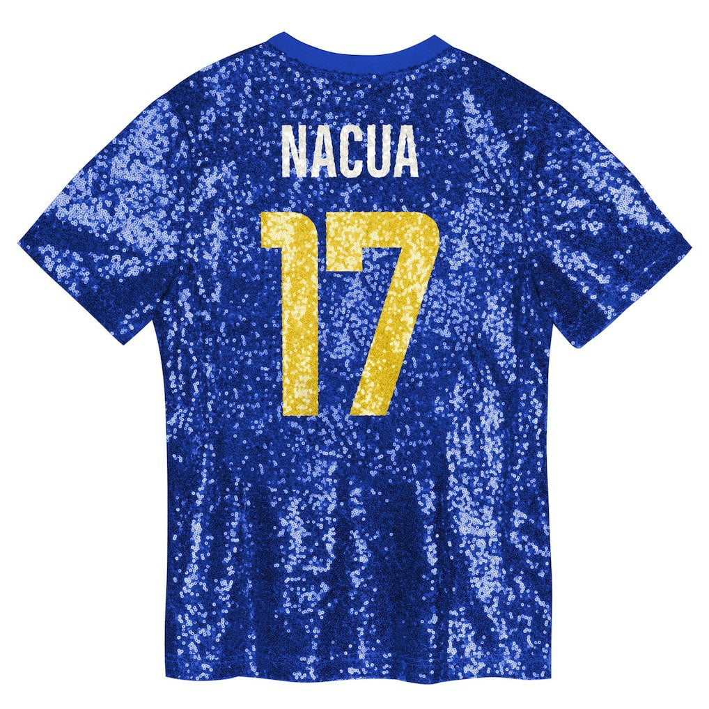 Puka Nacua Los Angeles Rams Girls Youth Sequin V-Neck Fashion Jersey - Royal - NFL