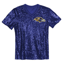 Lamar Jackson Baltimore Ravens Girls Youth Sequin V-Neck Fashion Jersey - Purple - NFL