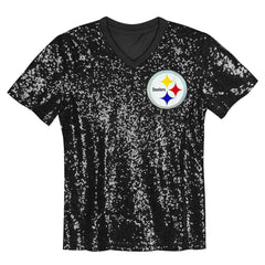 T.J. Watt Pittsburgh Steelers Girls Youth Sequin V-Neck Fashion Jersey - Black - NFL