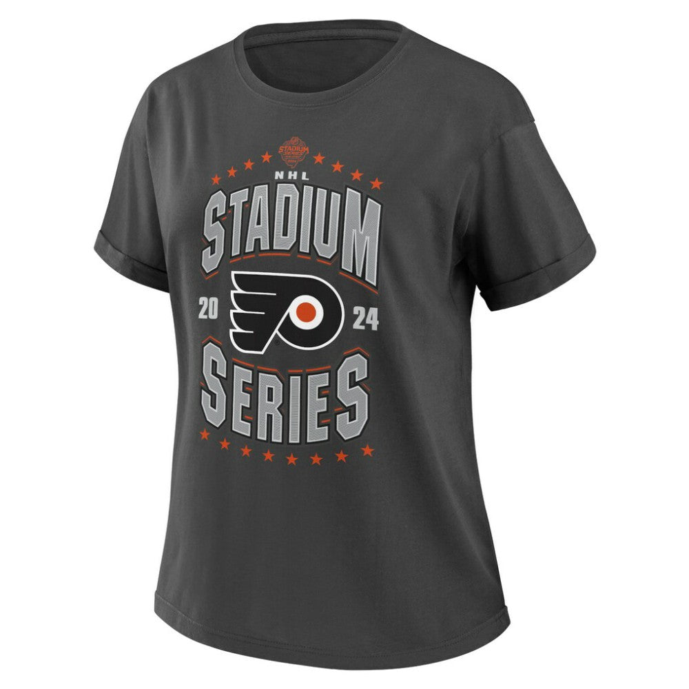 Philadelphia Flyers WEAR by Erin Andrews Women's 2024 NHL Stadium Series Boyfriend T-Shirt - Charcoal | NHL online