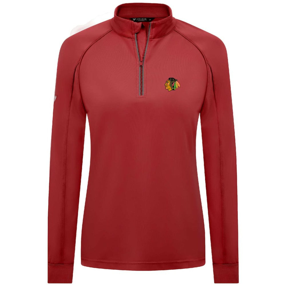 Chicago Blackhawks Levelwear Women's Kinetic Insignia Core Quarter-Zip Pullover Top - Red | NHL near me
