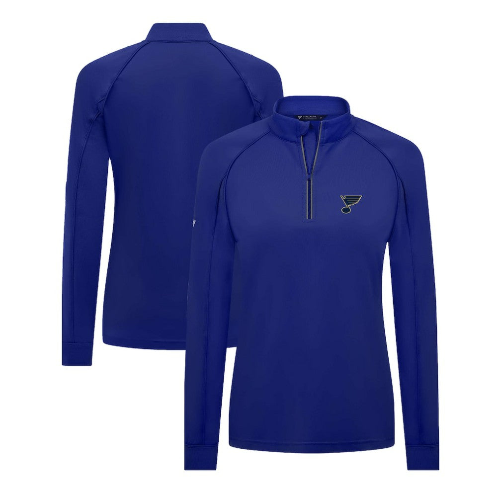 St. Louis Blues Levelwear Women's Kinetic Insignia Core Quarter-Zip Pullover Top - Blue | NHL near me