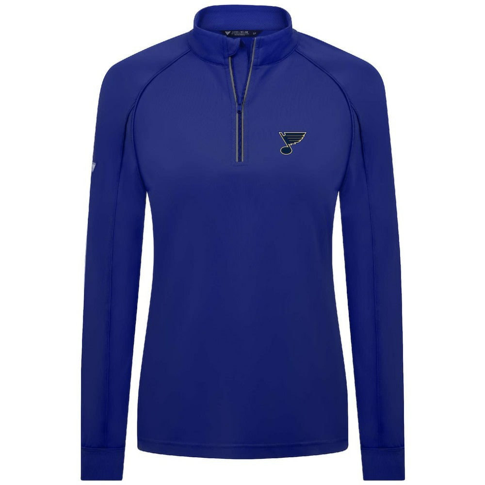 St. Louis Blues Levelwear Women's Kinetic Insignia Core Quarter-Zip Pullover Top - Blue | NHL near me