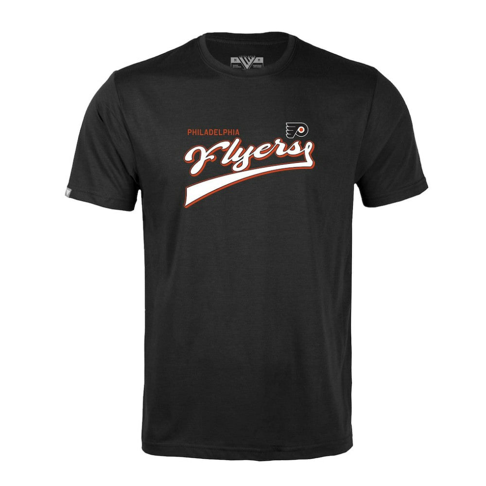 Philadelphia Flyers Levelwear Richmond Retro Script T-Shirt - Black | NHL Lifestyle