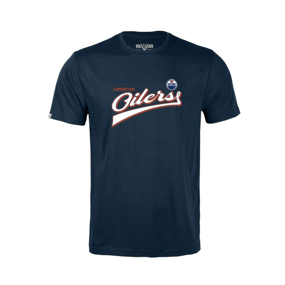 Edmonton Oilers Levelwear Youth Little Richmond Retro Script T-Shirt - Navy | NHL on sale