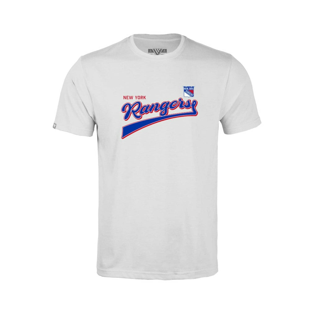 New York Rangers Levelwear Youth Little Richmond Retro Script T-Shirt - White | NHL Clearance