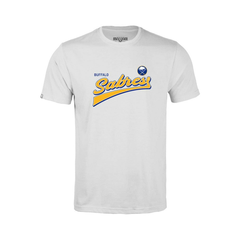 Buffalo Sabres Levelwear Youth Little Richmond Retro Script T-Shirt - White | NHL Clearance