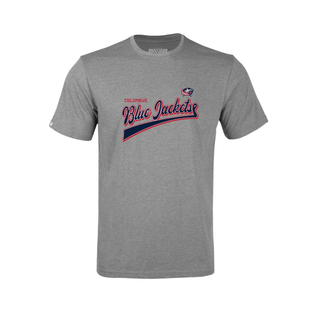 Columbus Blue Jackets Levelwear Youth Little Richmond Retro Script T-Shirt - Heather Gray | NHL Clearance