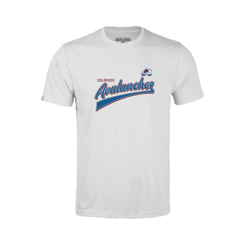 Colorado Avalanche Levelwear Youth Little Richmond Retro Script T-Shirt - White | NHL on sale